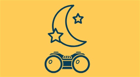 Moon and star with binoculars illustration